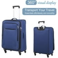 thumbnail image 2 of 3pcs Set Softside Luggage Sets With Spinner Wheels, Expandable Softshell Suitcase Set with front pocket, 28inch, 24inch, 20inch Lightweight fabric luggage(BLUE), 2 of 7