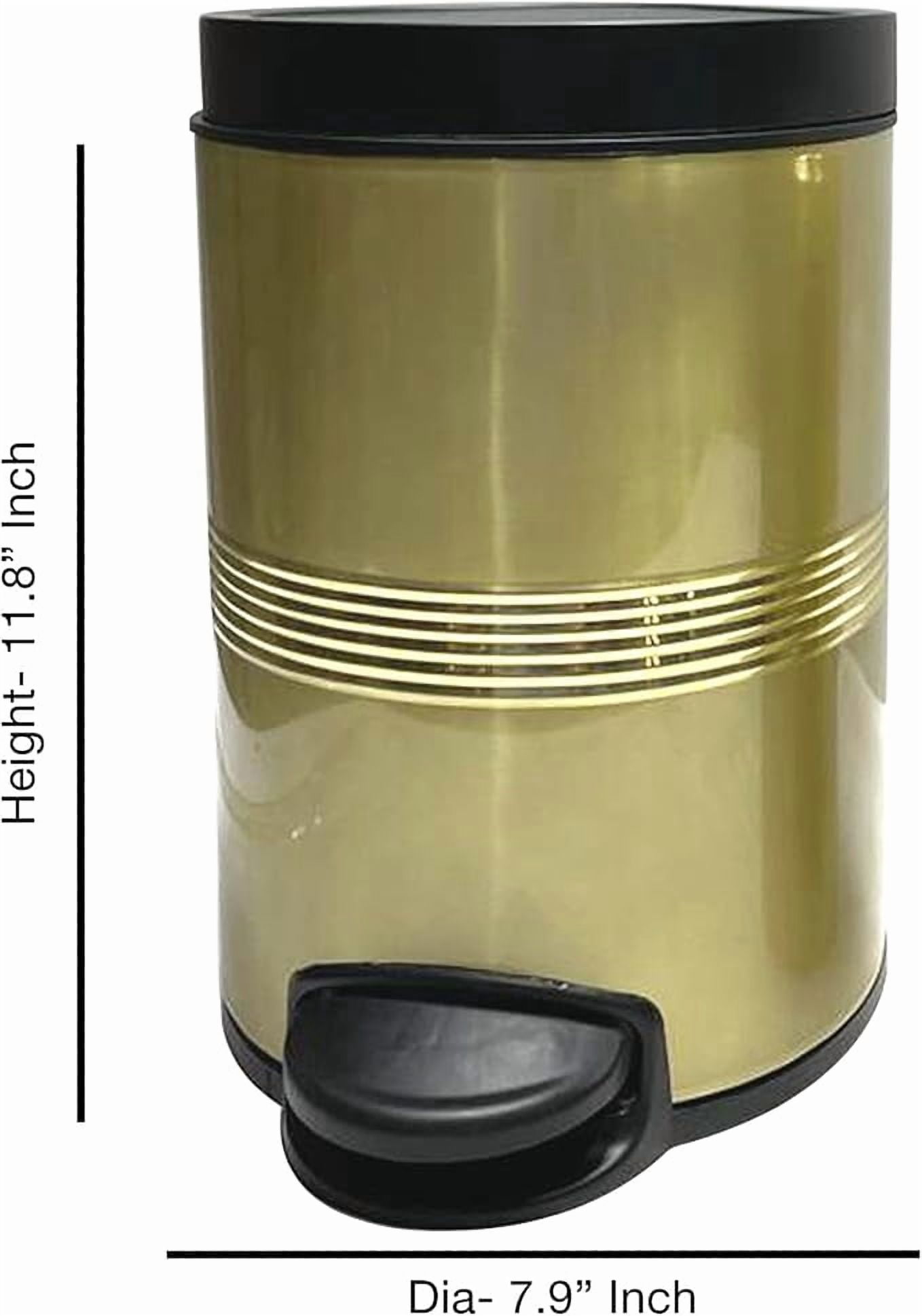 nu steel Stainless Steel Step Garbage Trash Can with Lid: 5 liter/1.32 gal for the Kitchen, Bathroom, Bedroom, Patio, RV – Gold Finish STP-JW01