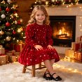 thumbnail image 6 of Rhuody Girls' Dresses Long Sleeve Cartoon Prints Tulle Formal Dress Crewneck Holiday Party Princess Ball Gown Charm Playsuit, 6 of 9