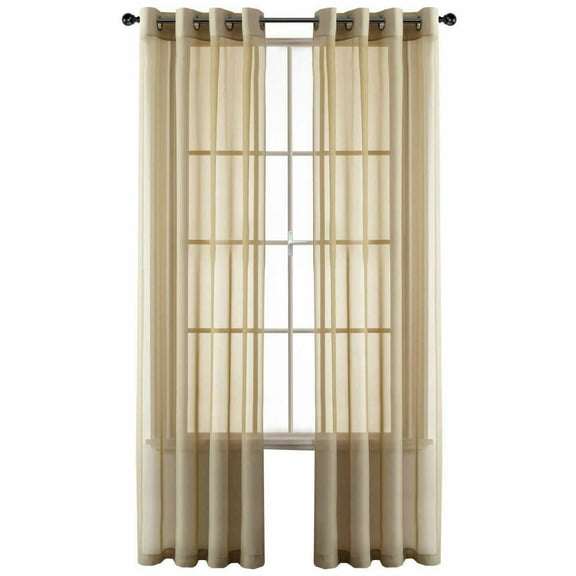 Basic Home Custom Sheer Voile Grommet Top Window Curtains - Linen