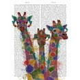 thumbnail image 2 of Fab Funky 20x24 Black Ornate Wood Framed with Double Matting Museum Art Print Titled - Rainbow Splash Giraffe Trio, 2 of 4