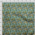 thumbnail image 3 of oneOone Cotton Jersey Dark Teal Blue Fabric Leaves & Floral Artistic Diy Clothing Quilting Fabric Print Fabric By Yard 58 Inches Wide, 3 of 4