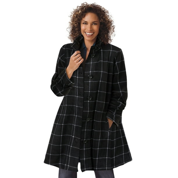 Woman Within Women's Plus Size Fleece Swing FunnelNeck Coat Coat