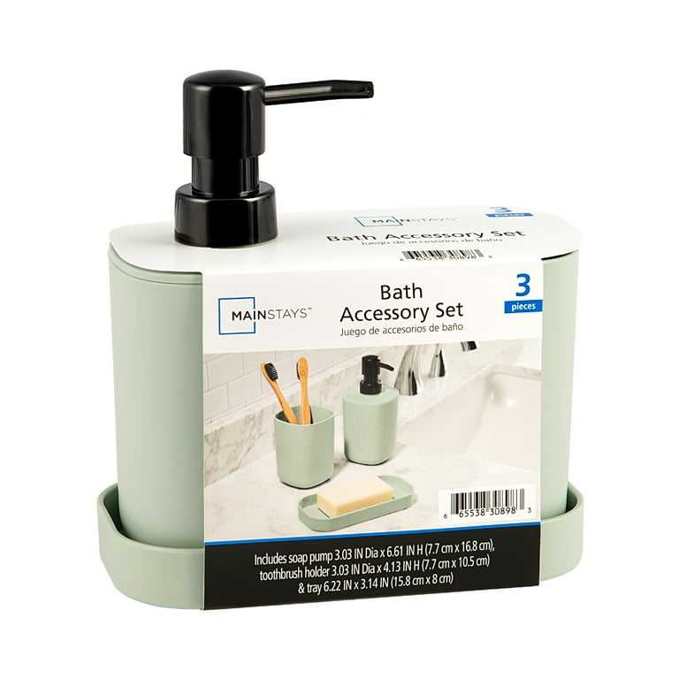 Mainstays 3-Piece Bath Accessory Set, Green photo 3