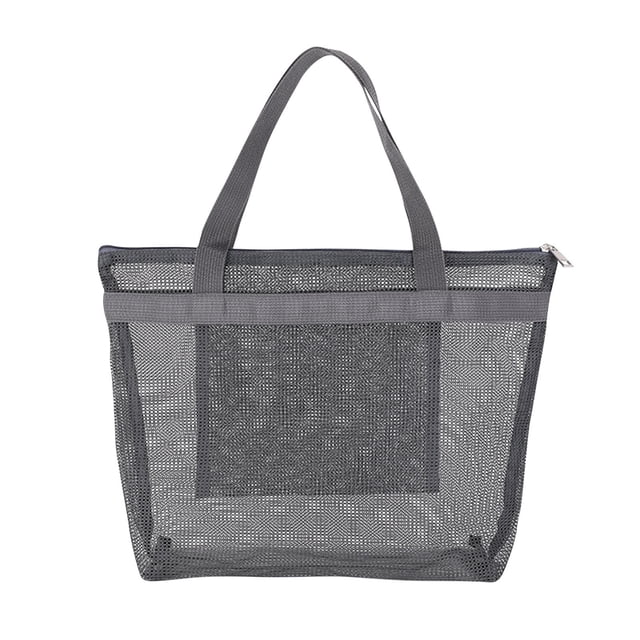 Fiudx Bolsa de Viaje de Malla, Diseño Plegable y Portátil, Gran Capacidad de Carga, Material de Nailon, Práctico Almacenamiento con Cremallera, Multiusos para Playa, Natación y Artículos de Aseo Pers
