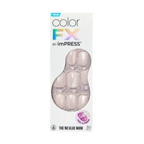 KISS colorFX by imPRESS Press On Nails , No Glue Needed, White, Short Squoval, 30 Ct.