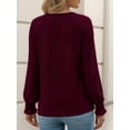 thumbnail image 3 of OALUXE Blouses for Women Long Sleeve Shirts V Neck Smocked Cuffs Tunic Tops, 3 of 7