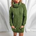 thumbnail image 7 of biudgviw Sweater Dresses for Women Winter Knitted High Neck Mini Dress Warm Lounge Long Sleeve Pullover Tops Dress with Pockets, 7 of 7