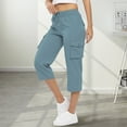 thumbnail image 2 of Flmaly vacation outfits for women High Waistband Women's Solid Color Casual Hiking Pants Outdoor Pants /4 Summer Pants Capri Cargo Pants Lightweight Stretch Hiking Pants Overalls Vacation Outfits, 2 of 8