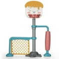thumbnail image 1 of Gymax Ensemble de Support de Basketball 3-en-1 avec Soccer et Roulettes, Hauteur Réglable, 1 of 10