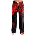 thumbnail image 2 of Domzest Womens Halloween Pajama Pants Halloween Graphic Drawstring Elastic Waisted Pajama Bottoms Wide Leg Cute Pj Bottoms Red S, 2 of 5