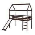 thumbnail image 3 of Euroco Wood Twin Size Loft Bed with Slide, House Bed for Kids, Espresso, 3 of 11