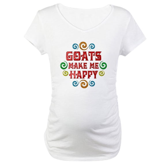 CafePress - Goat Happiness Maternity T Shirt - Cotton Maternity T-shirt, Cute & Funny Pregnancy Tee