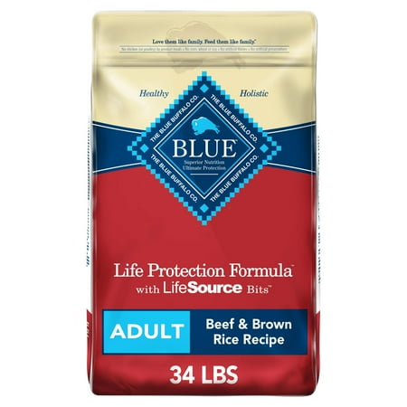 UPC: 0840243145300 | Blue Buffalo Life Protection Formula Beef and Brown Rice Dry Dog Food for Adult Dogs Whole Grain 34 lb. Bag
