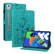 XYX for Lenovo Xiaoxin Pad Pro 12.7 inch 2025 Case, PU Leather Slim Folio with Multi-Angle Stand - Green Lily Flower