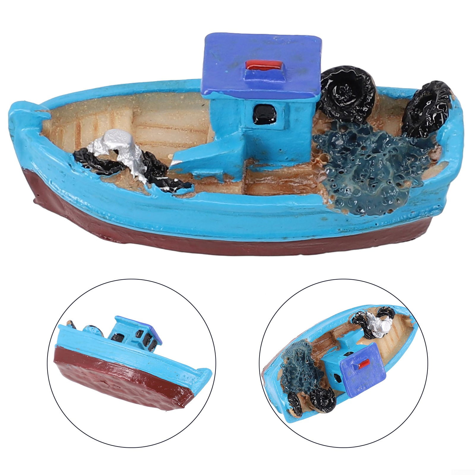 Miniature Mini Boat Model Fishing Ship Toy DIY Craft Home Tabletop  Decoration 