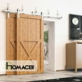 thumbnail image 2 of Homacer Brushed Nickel Double Track Z-Shape Bypass Sliding Barn Door Hardware Kit, for Two/Double Doors, 11ft Long Flat Track, Classic Design Roller, Heavy Duty, for Interior Use, 2 of 6