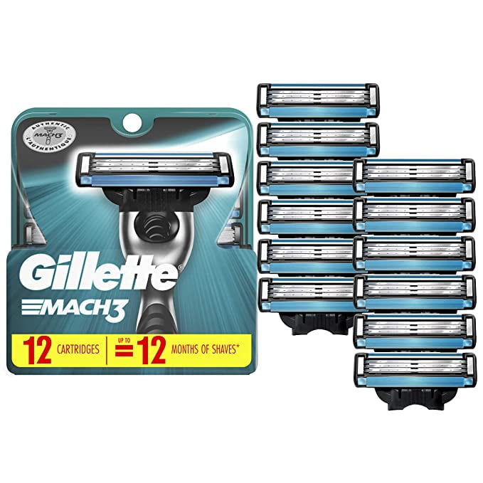 Gillette Mach3 Men's Razor Blades, 12 Blade Refills