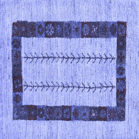 Ahgly Company Machine Washable Indoor Square Solid Blue Modern Area Rugs, 4' Square