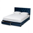 thumbnail image 3 of Baxton Studio Caronia Modern Upholstered Storage Platform Bed, Queen, Navy Blue, 3 of 7