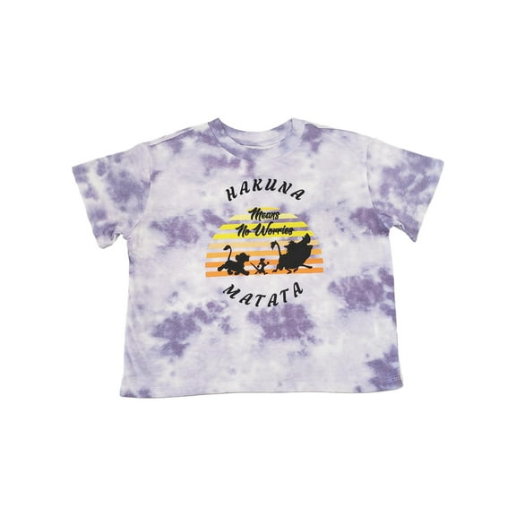 Junior Womens Disney Lion King Purple Tie Dye Crop T-Shirt Tee Shirt L(11/13)