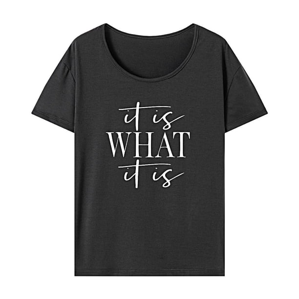 Camiseta para mujer, camiseta de verano suave y moderna con cuello redondo para ir de compras y mochilero XL