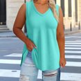 thumbnail image 6 of Casual Tops for Women V Neck Sleeveless Tank Tops Side Split Loose Solid Color Casual Summer Flowy Vest Shirts 2XL, 6 of 7