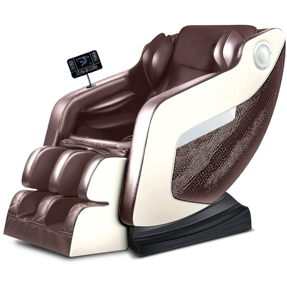 Premium Zero Gravity Massage Chair Full Body with Heated Lumbar & Calves, 20 Airbag Compression, 8 2 Rollers, Extendable Footrest, Bluetooth, for Back Pain, Athletes Home Use - Brown