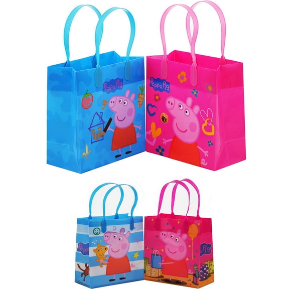 6 Peppa Pig Small Reusable Goodie Gift Treat Assorted Bags 6"
