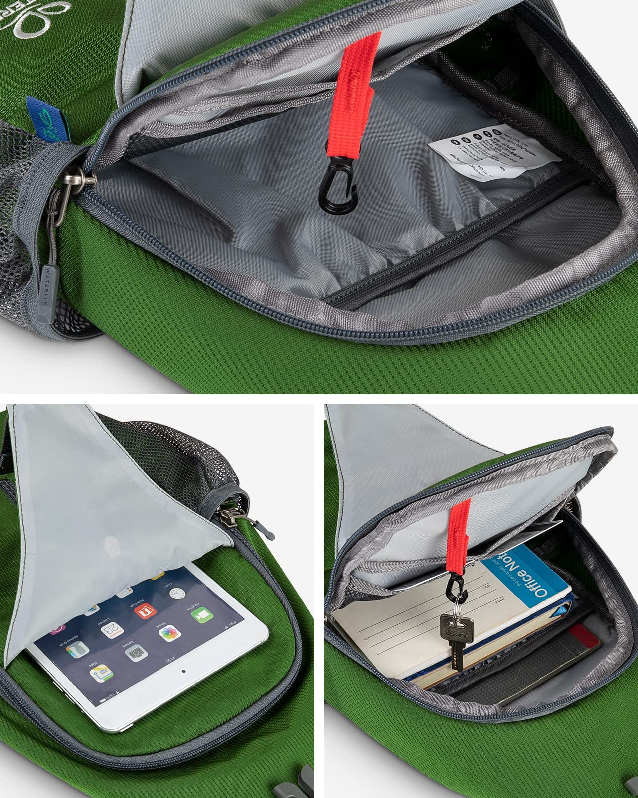 WATERFLY Unisex Hiking Travel Nylon Sling Bag Cross-Body Shoulder Chest Bag,Army Green
