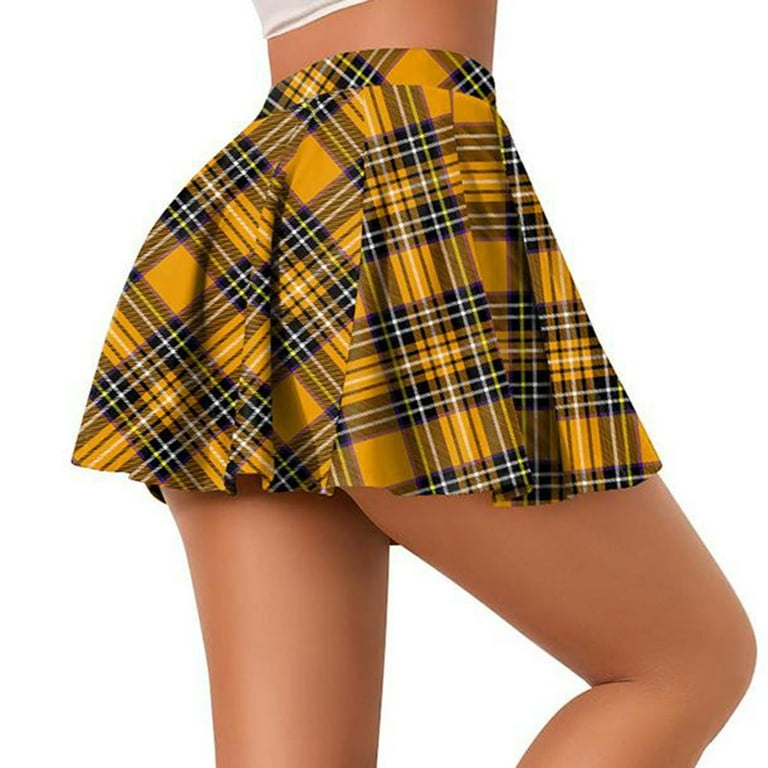 Motorsportdanmark Dk Yellow Tartan Plaid Mini Skirt Outfits
