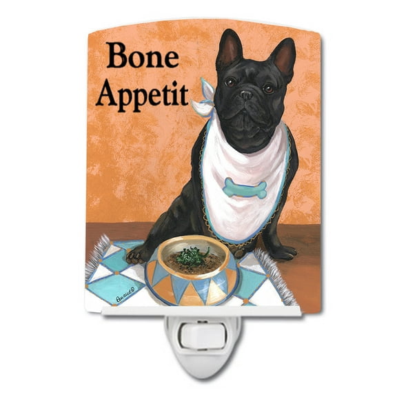 Caroline's Treasures PPP3096CNL French Bulldog Bone Appetit Ceramic Night Light, 6x4x3", multicolor