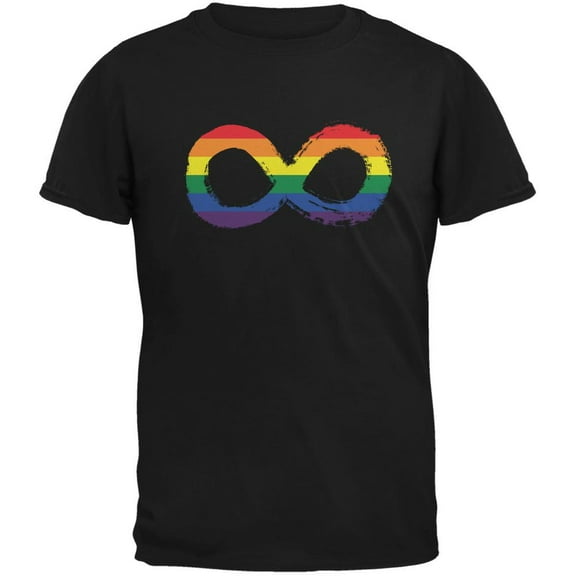 LGBT Infinity Rainbow Black Adult T-Shirt - Large