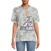 Tom and Jerry Women's Tie Dye Short Sleeve Graphic Tee