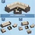 thumbnail image 5 of Kullavik Patio Furniture Set Sofa 6-Piece Wicker PE Rattan Sectional Sofa Set, Outdoor Furniture Patio Conversation Sofa Set with Glass Coffee Table, Sand, 5 of 6