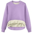 thumbnail image 5 of UTSJKR 2026 Women Crewneck Sweatshirt Warm Sherpa Lined Thermal Sweatshirts Heavyweight Long Sleeve Winter Fleece Pullover Purple S, 5 of 6