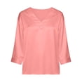 thumbnail image 6 of Satin Blouses for Women 3/4 Sleeve V Neck Tailored Fit Dressy Casual Silk Shirt Spring Summer Tops, 6 of 8