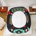 thumbnail image 5 of Feelyou Tribal Boho Aztec Bed Sheets for Adult, Retro Western Fashion King Sheets, Black Teal Triangle Sheet Set, Breathable Home Decor, 4pcs, 5 of 7