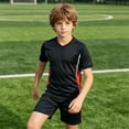 thumbnail image 2 of WAYUTE Boys Children's Football Uniform Set Quick Drying Sports Soccer Shirt for Kids Stretchy Short Sleeve Suit Casual Clothing Sets, 2 of 6