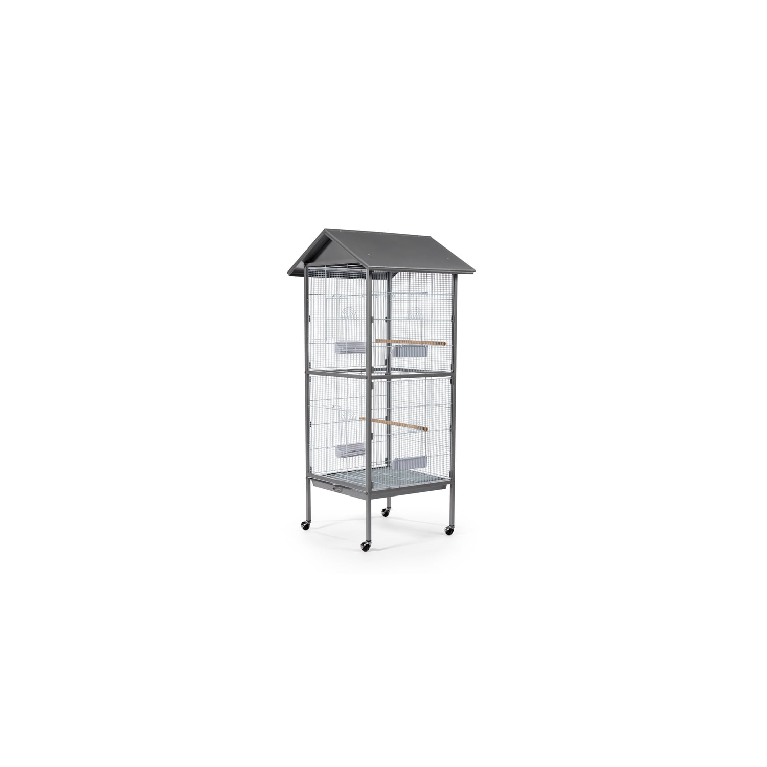 HomeStock Renaissance Romance Charming Bird Cage with Elegant Design, Intricate Details, and Spacious Interior for Birds-Color:Gray,Size:23.63"L x 23.5"W x 65.5"H