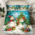 thumbnail image 2 of jejeloiu Cartoon Xmas Snowmen Full Size Sheets,Christmas Gifts Bed Sheets,Happy New Year Sheet Sets For Girls,Microfiber Bedroom Decor,4 Pieces, 2 of 7
