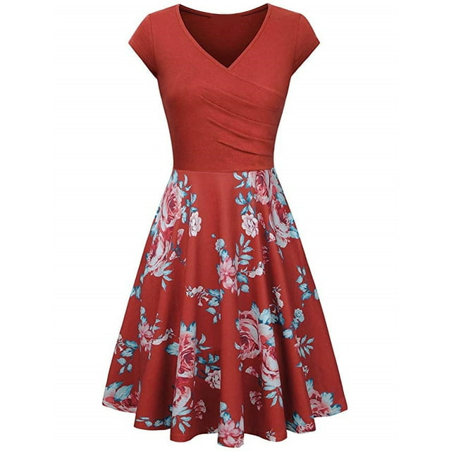 Élégante Robe Swing à Coutures Florales Mode Estivale pour Femmes