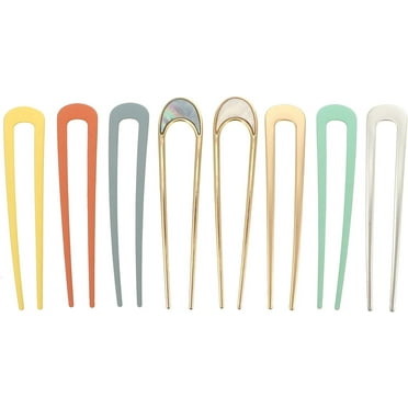 8pcs Metal Hairpins U Shaped Hairpin Hair Clips with 2 Prongs Hair Pin Fork Sticks French Hair Pin Stick for Women Girls