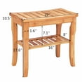 thumbnail image 2 of Costway Bamboo Shower Seat Bench Bathroom Spa Organizer Stool W/ Storage Shelf, 2 of 10