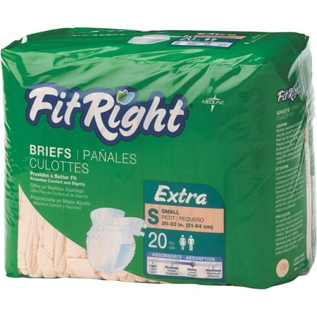 Medline FitRight Extra Heavy Absorbency Adult Incontinence Briefs, 20 ...