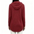 thumbnail image 6 of Plus Size Women's Loose Fit Hooded Drawstring Long Sleeve Pocket Solid Color Top Blouse Casual Comfortable Cozy Fashion Trendy Outfits Daily | CSEONE,Red 2XL, 6 of 8