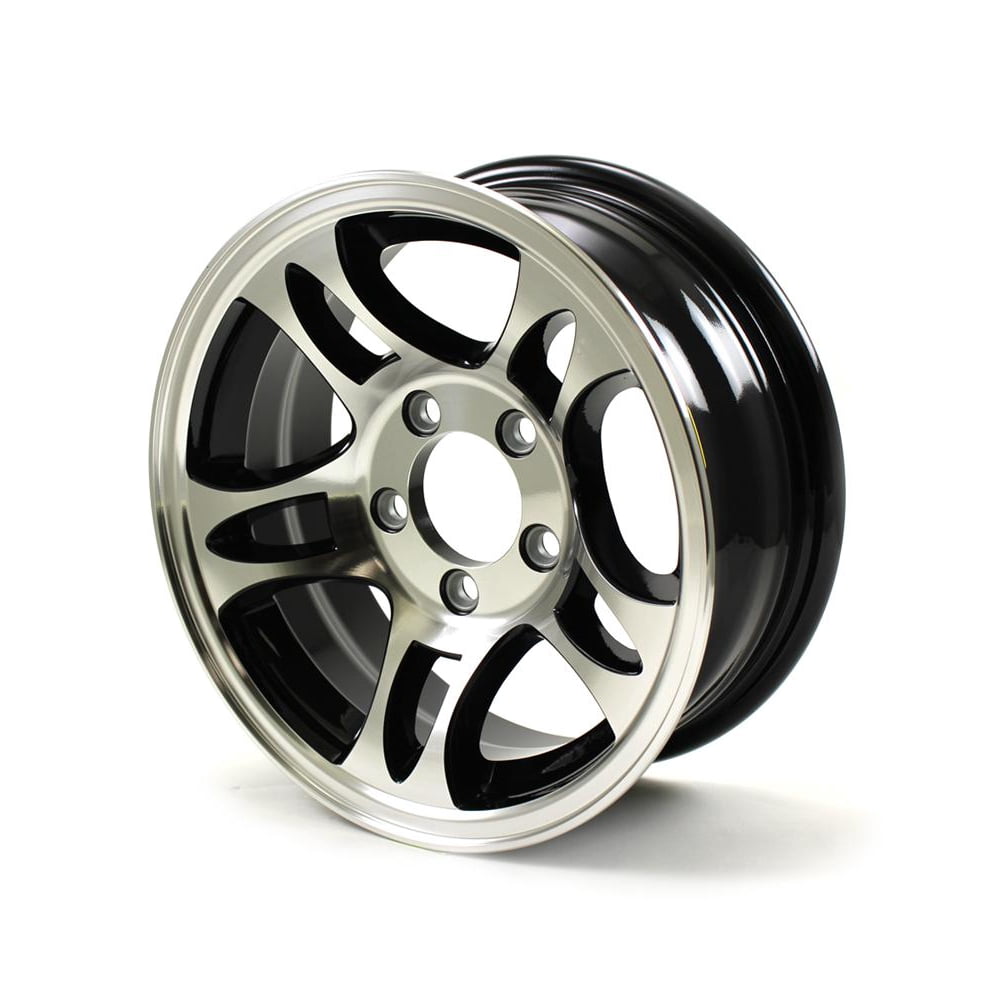 14X5.5 5Lug on 4.5" Aluminum S5 Trailer Wheel Black inlay S545545B