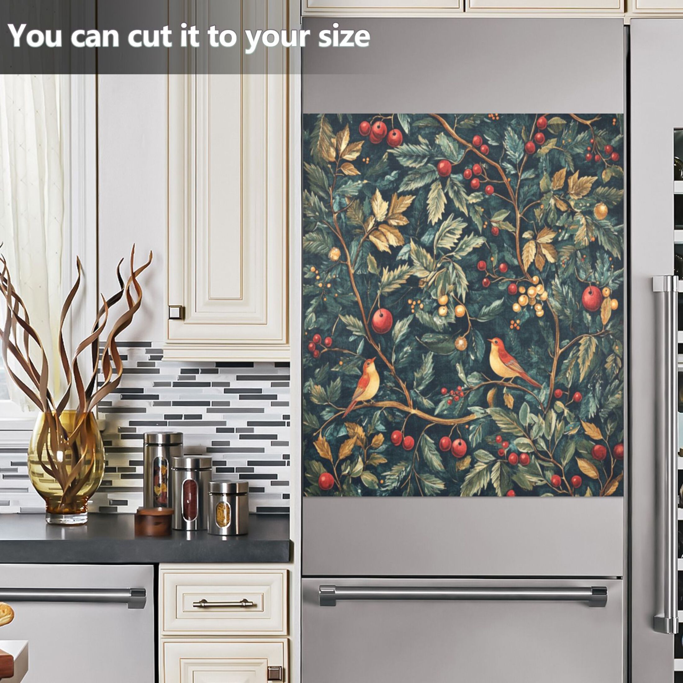 Dishwasher Magnetic Sticker 23x26 Inch Refrigerator Magnetic Sticker Washing Machine Magnetic Sticker Kitchen Panel Magnetic Sticker Home Decor Christmas Bird Pattern