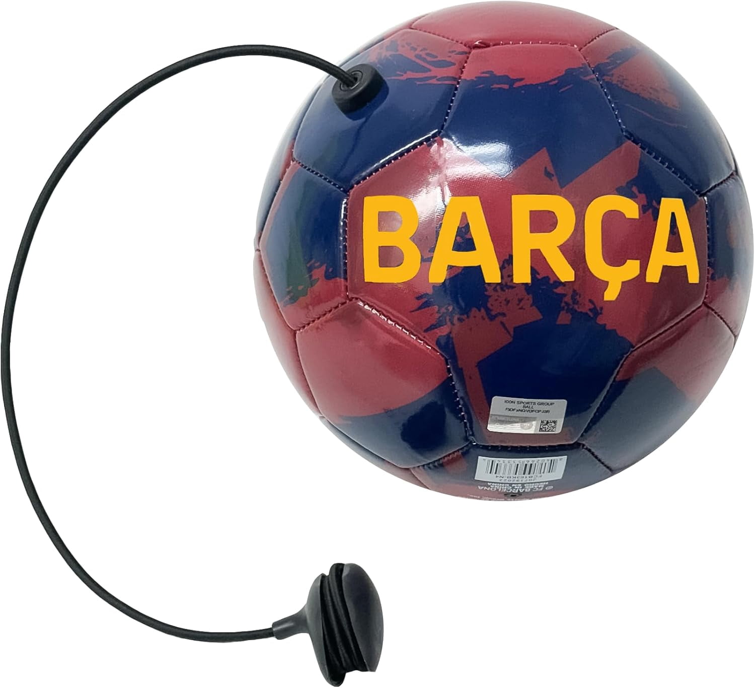 Icon Sports FC Barcelona Training Ball, Size 4, Red/Navy, PVC, Cord