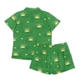 thumbnail image 4 of Yuyamidu Green Frog Print Womens Pajama Sets Sleepwear Soft Button Down Notch Collar Nightwear Lounge Pj Set Short-Sleeve T-shirt and Shorts Bottom Daily Travel Yoga Clothes Size M, 4 of 6
